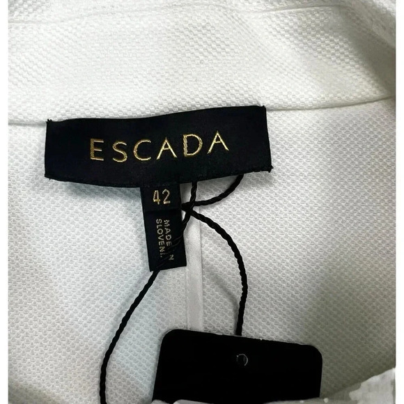 ESCADA Short Sleeve Blazer White Pique With Gold Buttons Pockets EU Size 42 - Picture 2 of 9